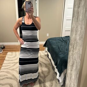 Michael Stars navy striped tank maxi bodycon dress